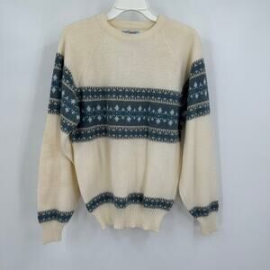 Vintage Womens Circuit Sweater Size M Nordic Fair Isle Cabincore Crew Neck Cozy